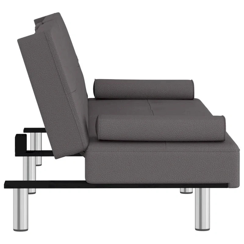 Canapé-lit convertible pliable avec porte-gobelets en similicuir - 78,7 x 35 x 27,6