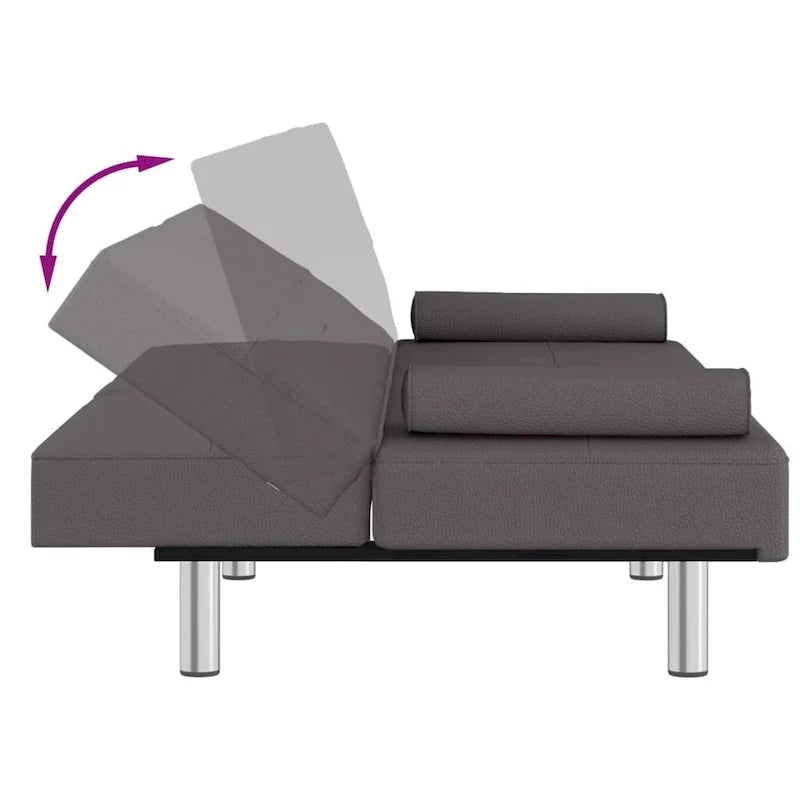 Canapé-lit convertible pliable avec porte-gobelets en similicuir - 78,7 x 35 x 27,6