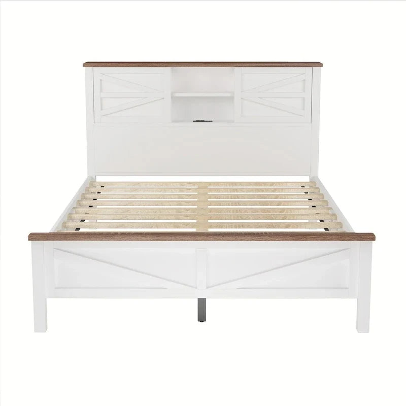 Ensembles de chambre à coucher 3 pièces Lit plateforme de ferme avec table de chevet et commode