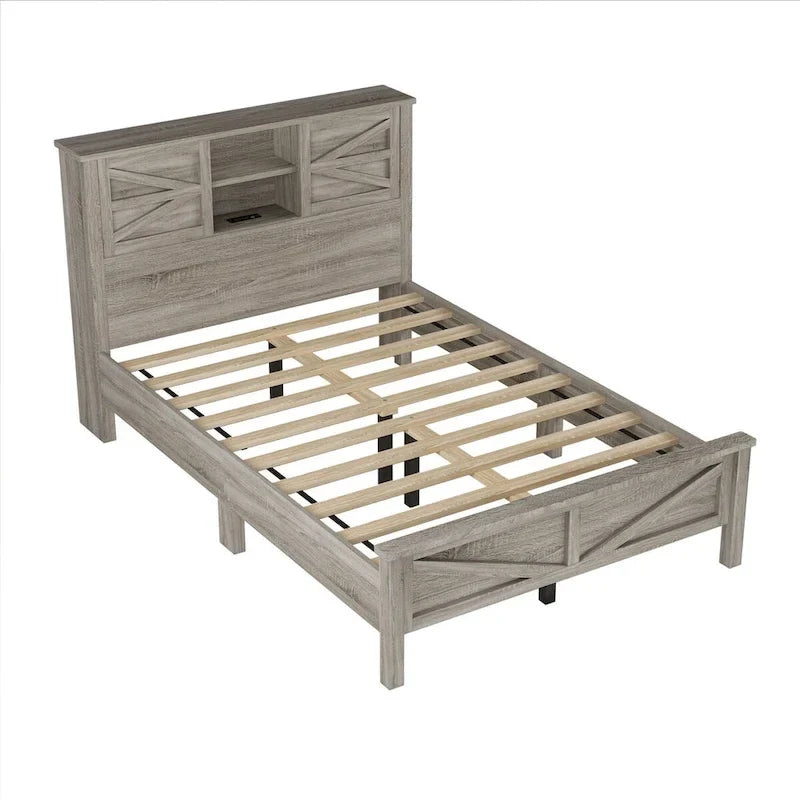 Ensembles de chambre à coucher 3 pièces Lit plateforme de ferme avec table de chevet et commode