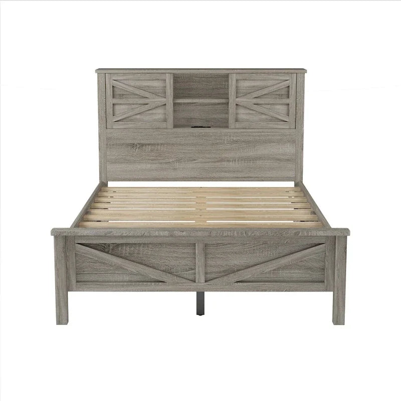 Ensembles de chambre à coucher 3 pièces Lit plateforme de ferme avec table de chevet et commode