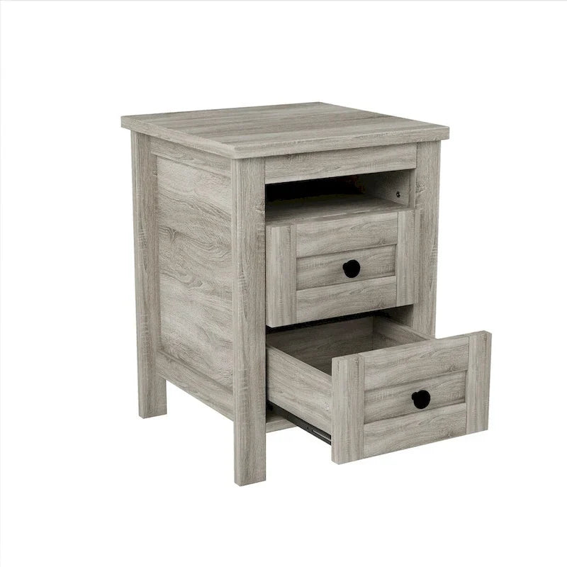 Ensembles de chambre à coucher 3 pièces Lit plateforme de ferme avec table de chevet et commode