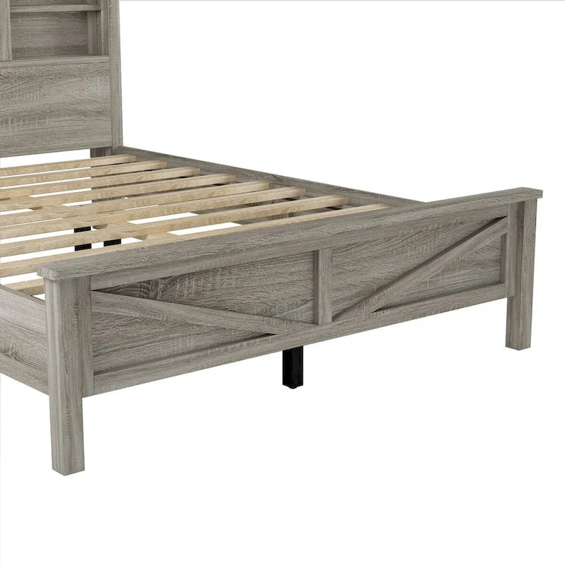 Ensembles de chambre à coucher 3 pièces Lit plateforme de ferme avec table de chevet et commode