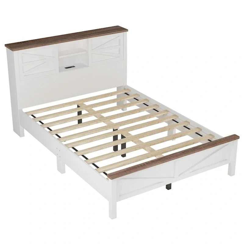 Ensembles de chambre à coucher 3 pièces Lit plateforme de ferme avec table de chevet et commode