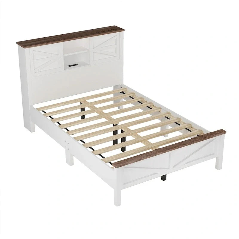 Ensembles de chambre à coucher 3 pièces Lit plateforme de ferme avec table de chevet et commode