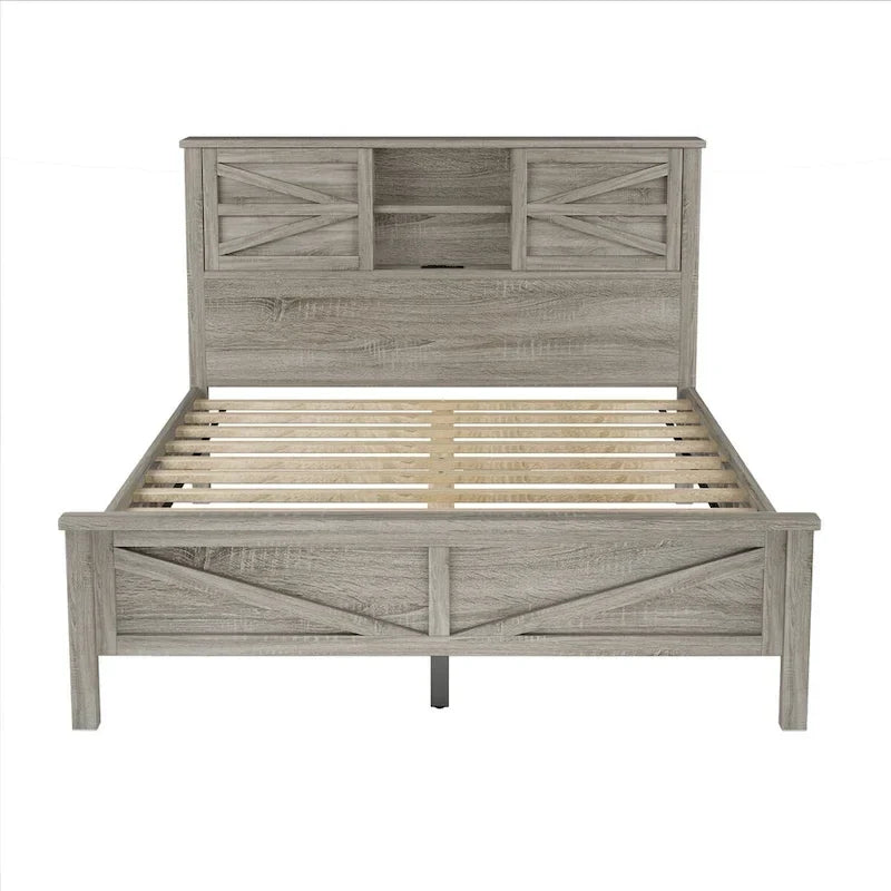 Ensembles de chambre à coucher 3 pièces Lit plateforme de ferme avec table de chevet et commode