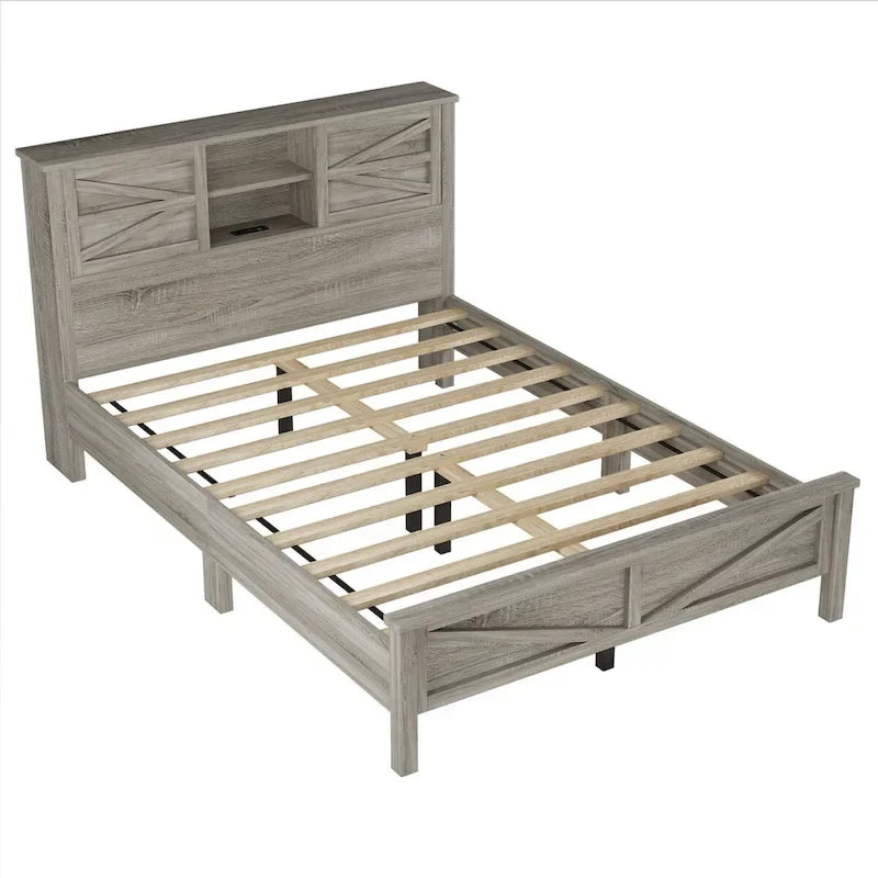 Ensembles de chambre à coucher 3 pièces Lit plateforme de ferme avec table de chevet et commode