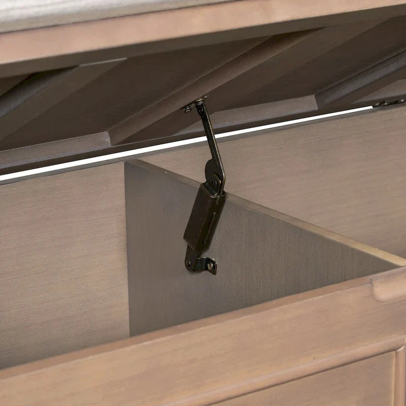 Banc de rangement multifonctionnel en bois massif de style rustique pour entrée avec charnière de sécurité