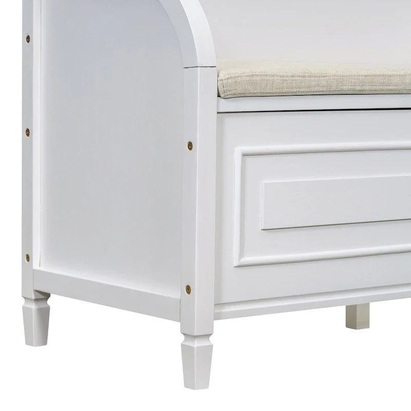 Banc de rangement multifonctionnel en bois massif de style rustique pour entrée avec charnière de sécurité