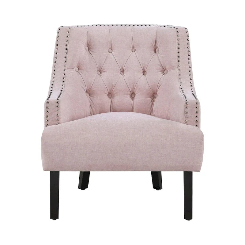 Fauteuil d'appoint traditionnel moderne, revêtement en chenille, capitonnage, bois massif, 1 pièce, mobilier de salon