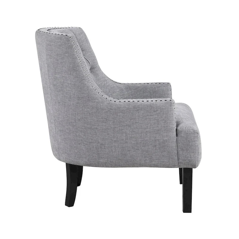 Fauteuil d'appoint traditionnel moderne, revêtement en chenille, capitonnage, bois massif, 1 pièce, mobilier de salon