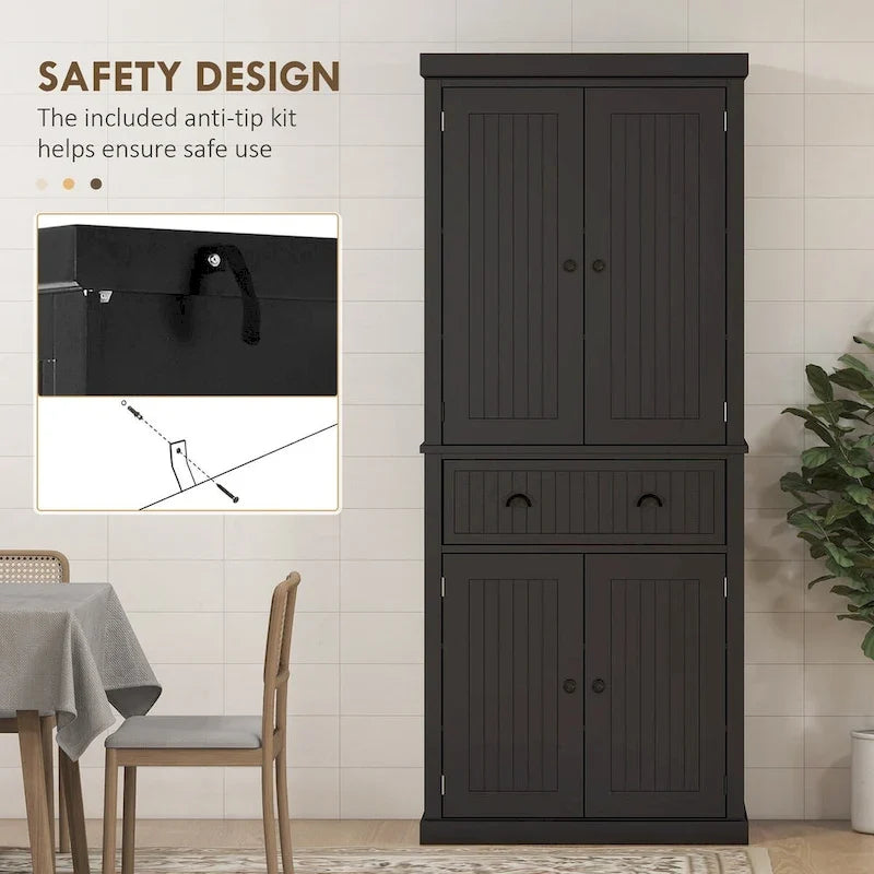 Meuble de cuisine, Grand placard de rangement, Armoire autonome avec tiroir, portes et étagères réglables