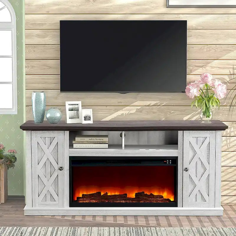 68 in. TV Stand Console for TVs up to 75 in. with Fireplace - 68 inches in width