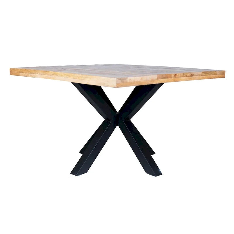 48 Square Dining Table, Solid Mango Wood with Sturdy Metal Spider Leg