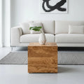Macari Modern Natural Burl Wood Side Table - 18W x 18D x 16H