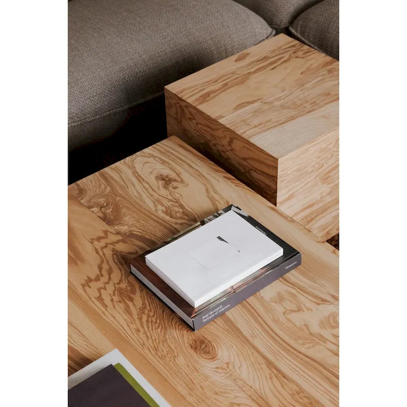 Table d'appoint moderne en loupe de bois naturel - 18L x 18P x 16H
