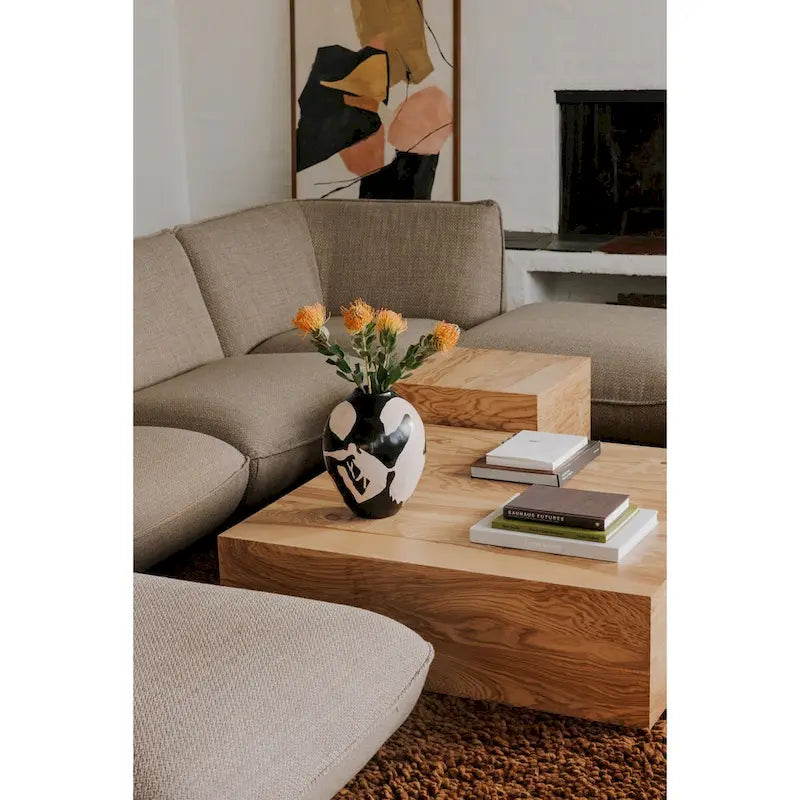 Table d'appoint moderne en loupe de bois naturel - 18L x 18P x 16H
