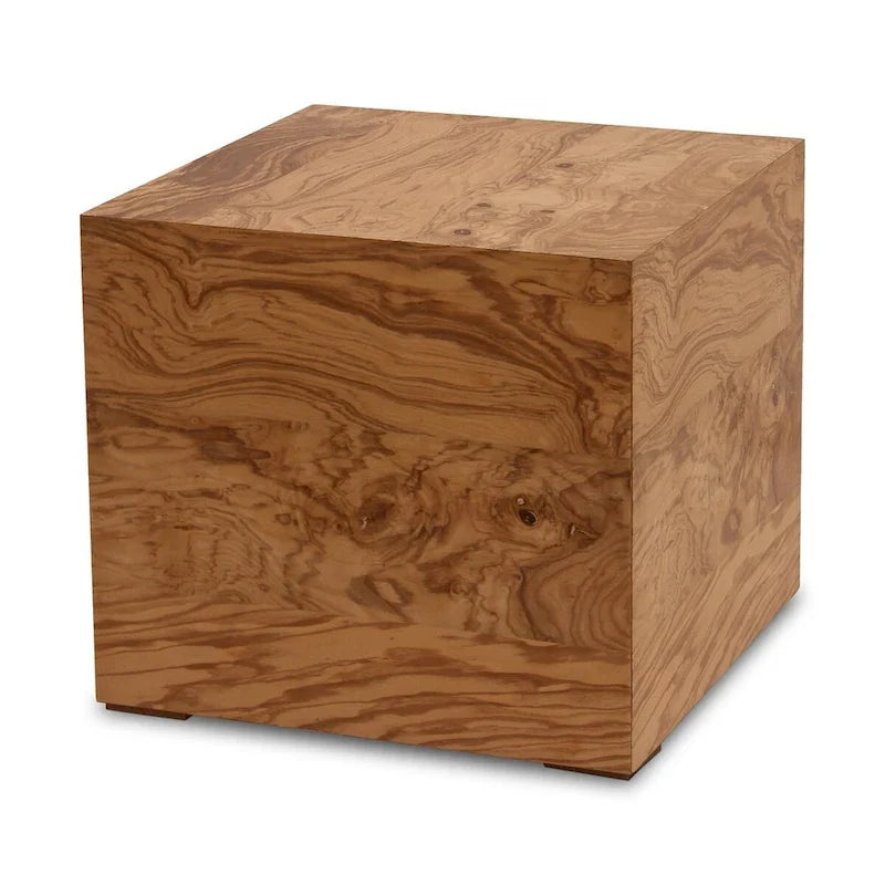 Table d'appoint moderne en loupe de bois naturel - 18L x 18P x 16H