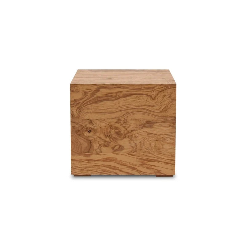 Table d'appoint moderne en loupe de bois naturel - 18L x 18P x 16H