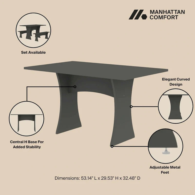Table de salle à manger moderne du milieu du siècle Coney Manhattan Comfort