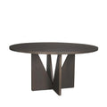 Tarro 60 Round Textured Espresso Wood w/ Geometrical Base Dining Table - 60.0L x 60.0W x 30.0H