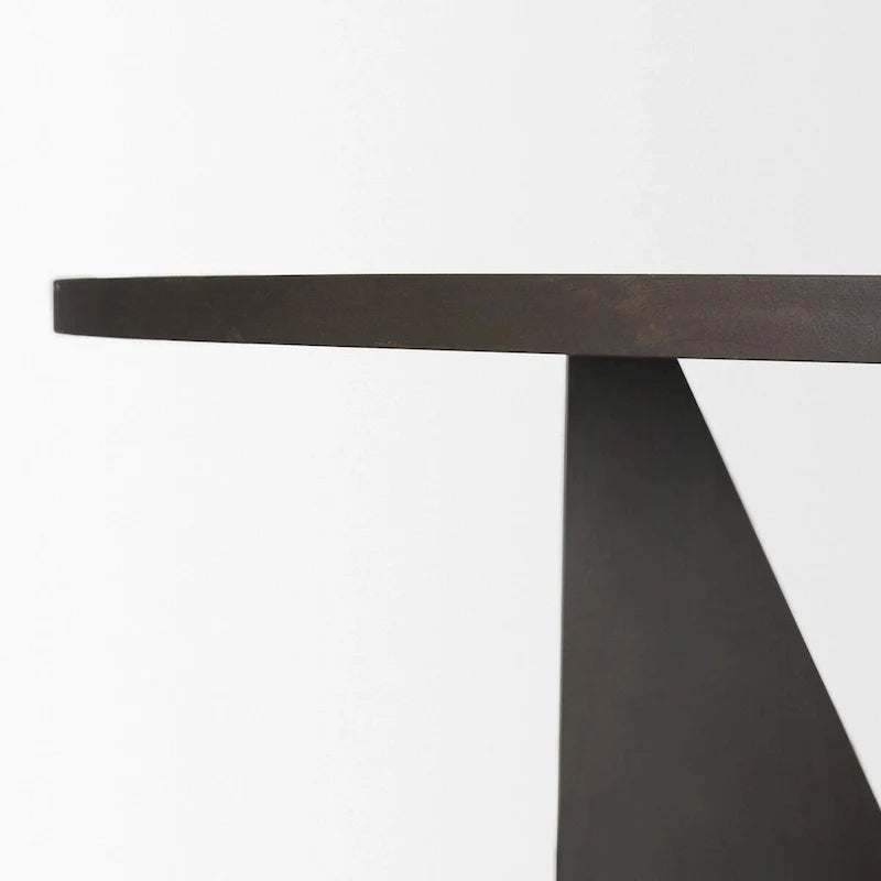 Table à manger Tarro ronde 60 en bois texturé espresso avec base géométrique - 60,0L x 60,0l x 30,0H