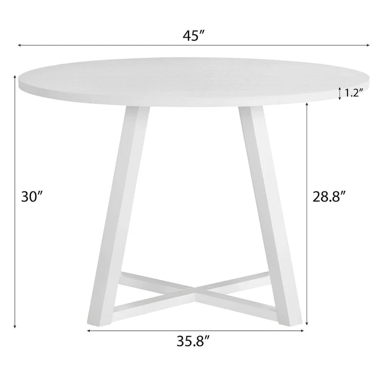 Ensemble de salle à manger rond 5 pièces, table de salle à manger à tréteaux avec 4 chaises en tissu bouclé
