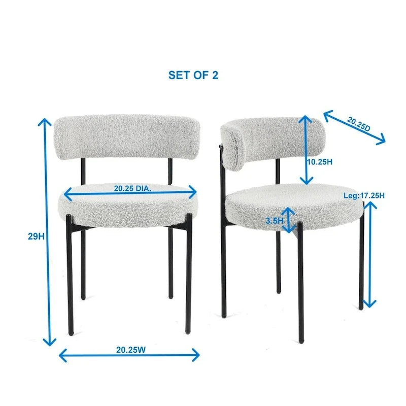 Ensemble de salle à manger rond 5 pièces, table de salle à manger à tréteaux avec 4 chaises en tissu bouclé