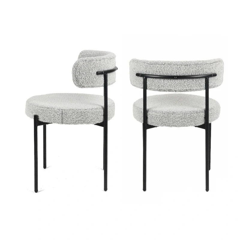 Ensemble de salle à manger rond 5 pièces, table de salle à manger à tréteaux avec 4 chaises en tissu bouclé