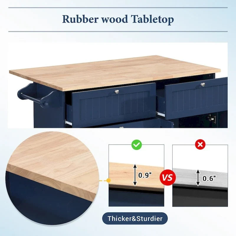 Ensemble îlot de cuisine de style campagnard avec plateau à abattant et 2 tabourets
