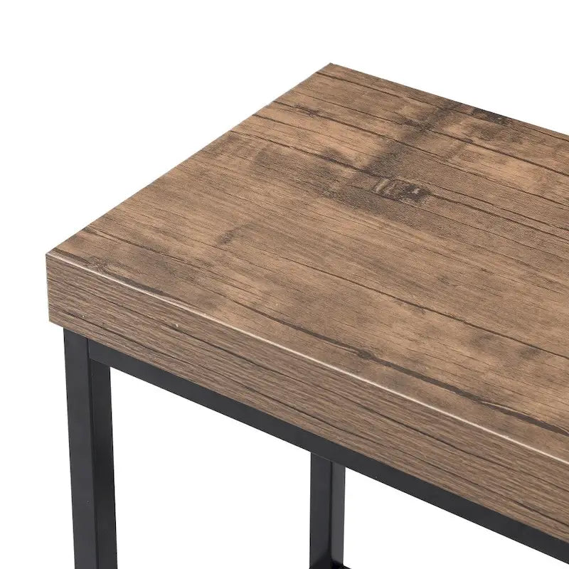 Ensemble îlot de cuisine de style campagnard avec plateau à abattant et 2 tabourets