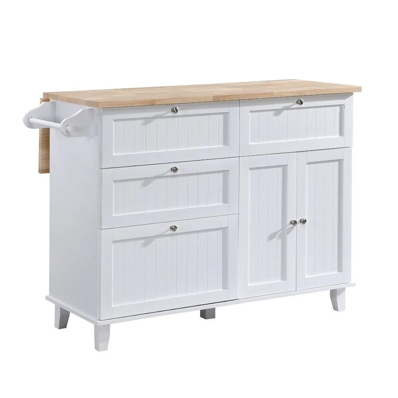 Ensemble îlot de cuisine de style campagnard avec plateau à abattant et 2 tabourets