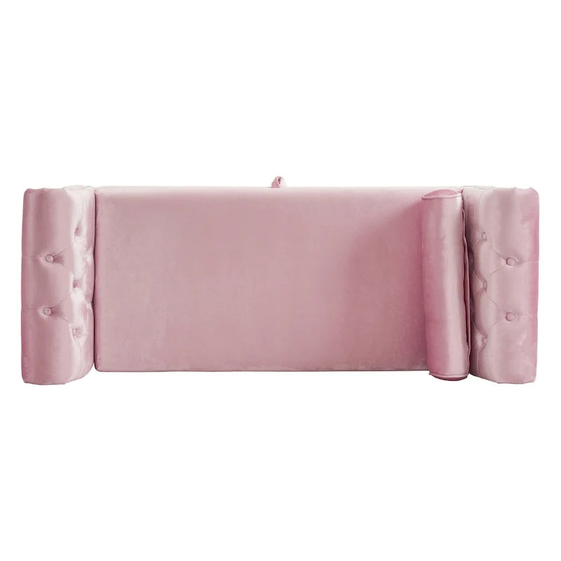 Banc ottoman de rangement multifonctionnel en velours traditionnel avec coussin