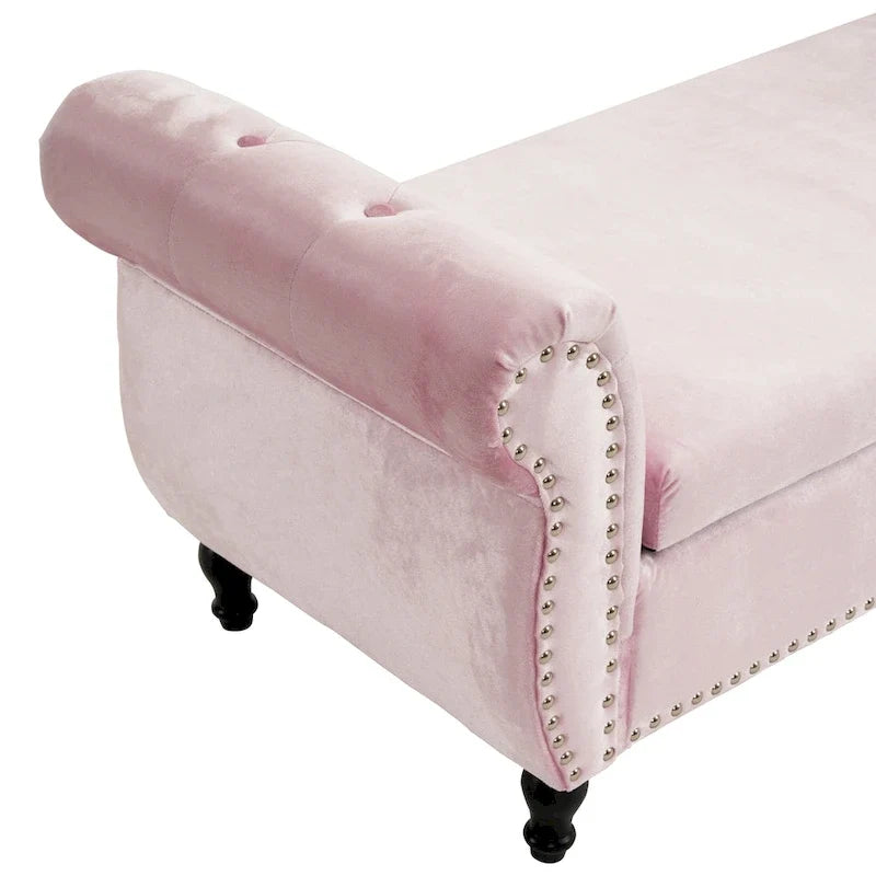 Banc ottoman de rangement multifonctionnel en velours traditionnel avec coussin