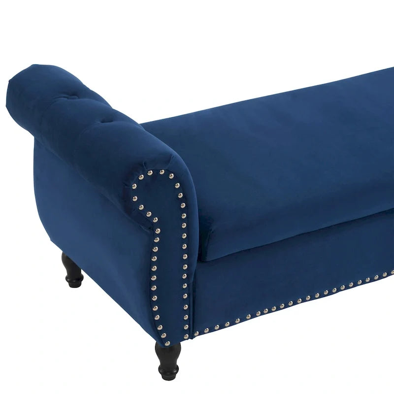 Banc ottoman de rangement multifonctionnel en velours traditionnel avec coussin