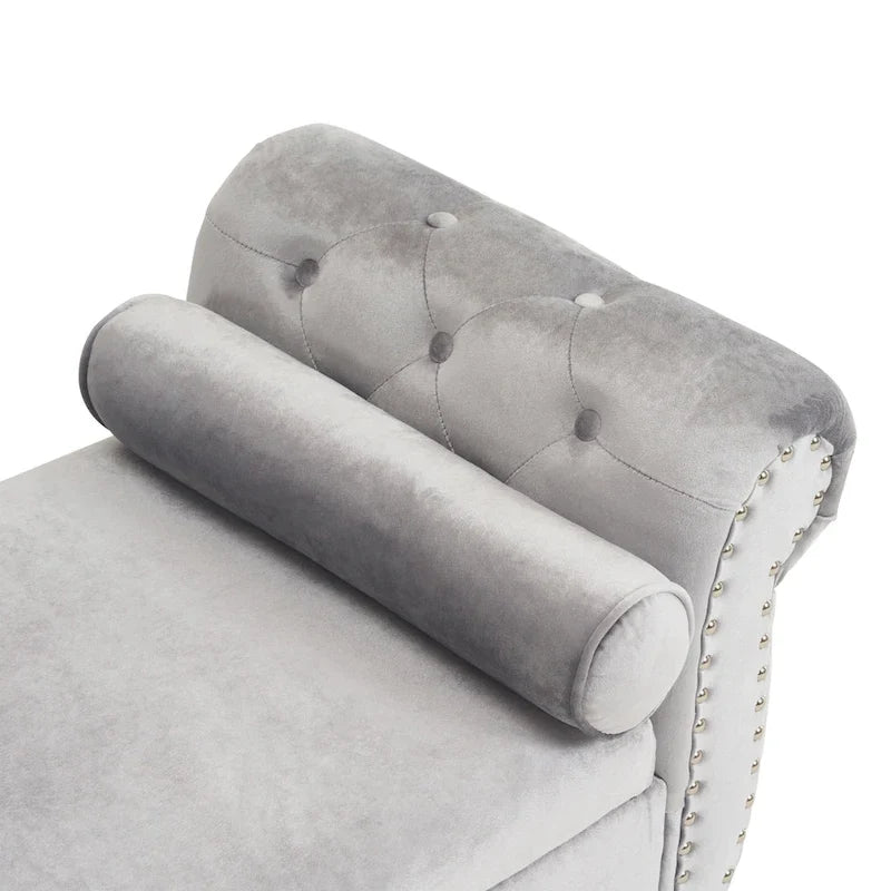 Banc ottoman de rangement multifonctionnel en velours traditionnel avec coussin